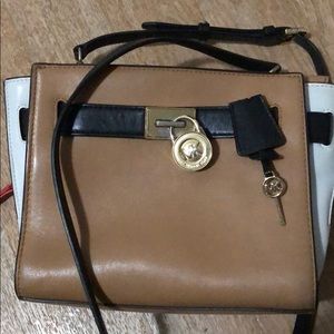 Michael Kors Tan and White Crossbody